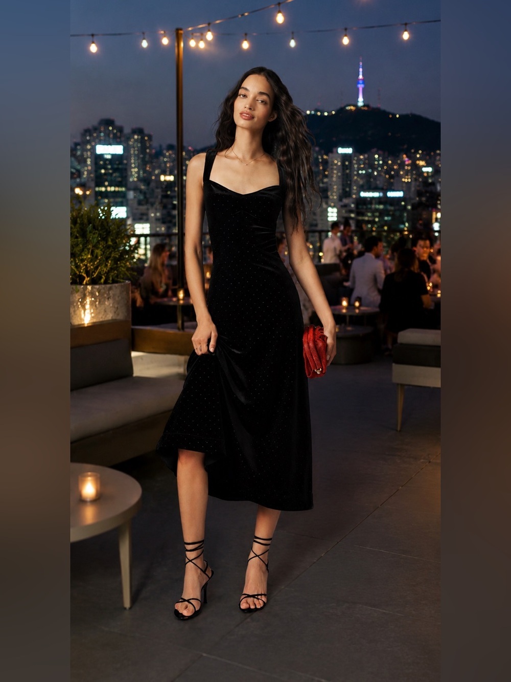 Anthropologie NWT The Jocelyn Velvet Diamonte Studded Midi Dress by Maeve XS